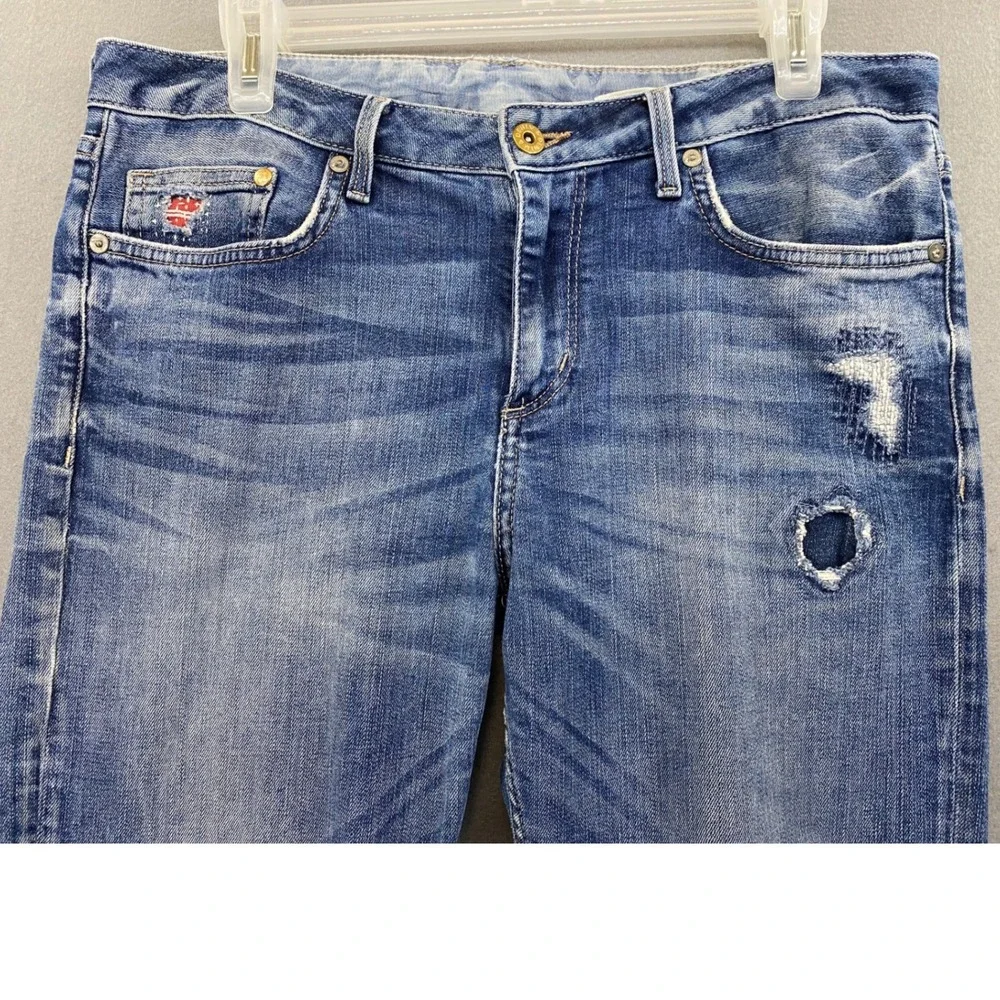 Visible Mending Kintsugi &Denim Boyfriend Style Jeans Distressed 28/32